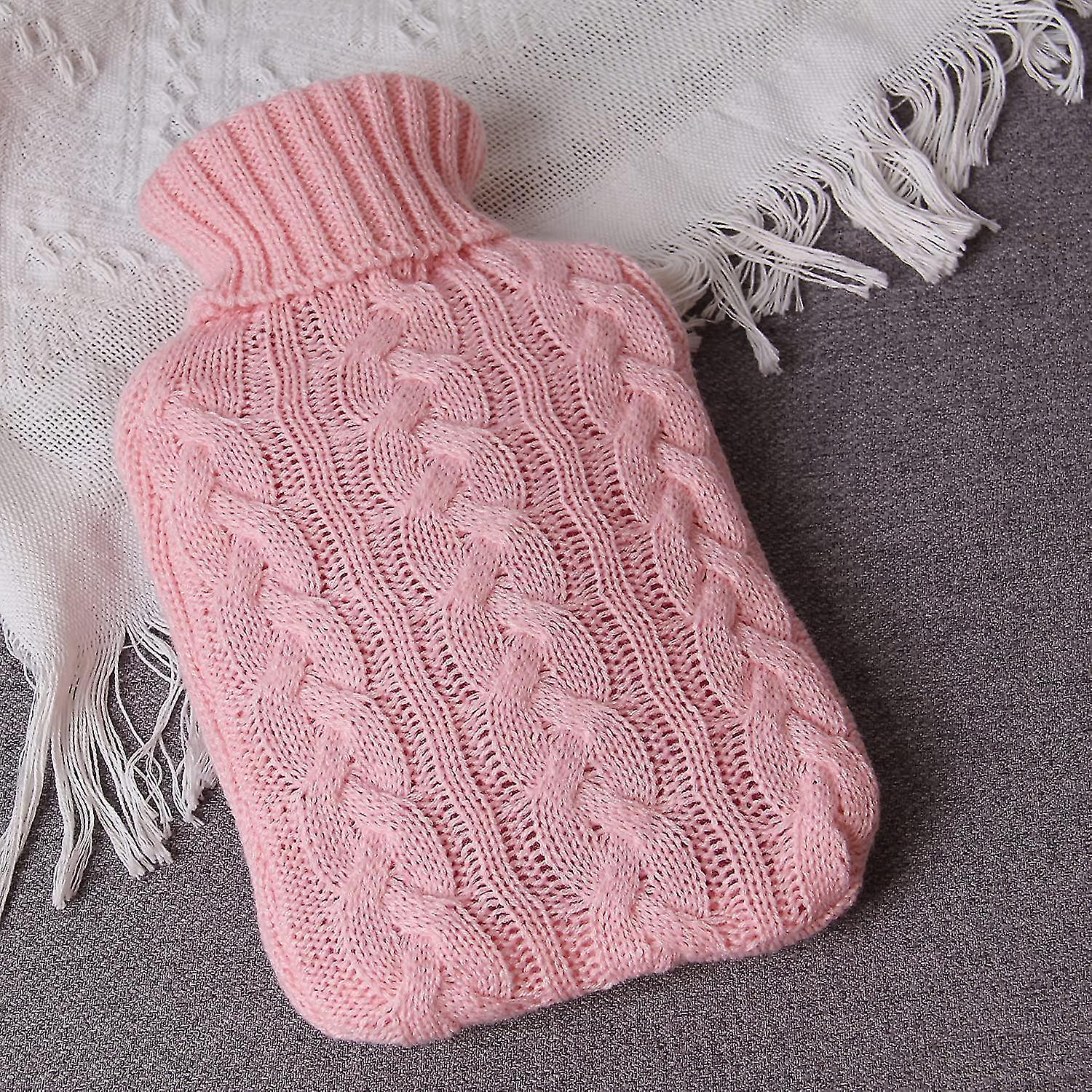 Altatac Hot Water Bottle With Knitted Cover - 2L, Pink, Hot/Cold Compress For Neck, Shoulder Pain Relief