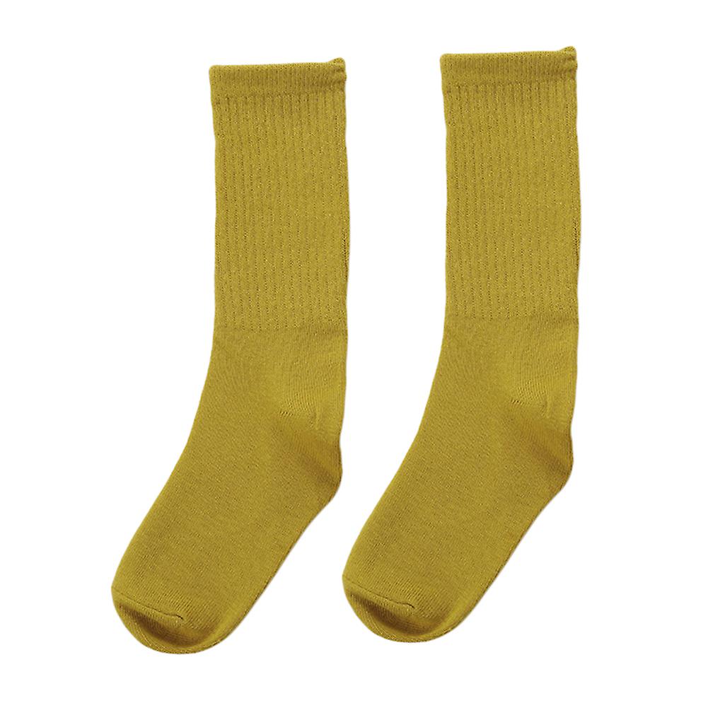 Fianao Kids Girl Boy Solid Color Stretchy Soft Warm Breathable Middle Tube Crew Socks