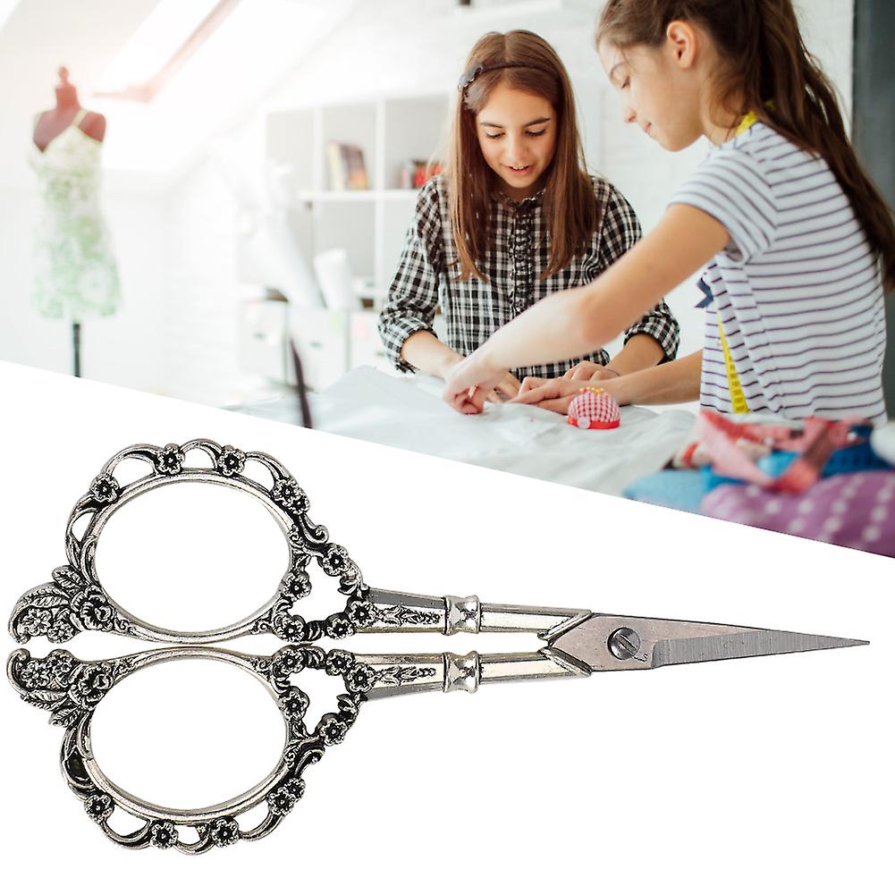 Vintage Scissors Flower Pattern Needlework Cutting Paper DIY Sewing CraftsSilver 