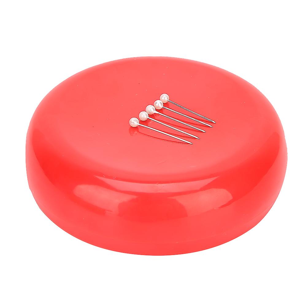 Coussin à épingles magnétique rond, porte-aiguilles à coudre, étui de rangement, fournitures ménagères, rouge
