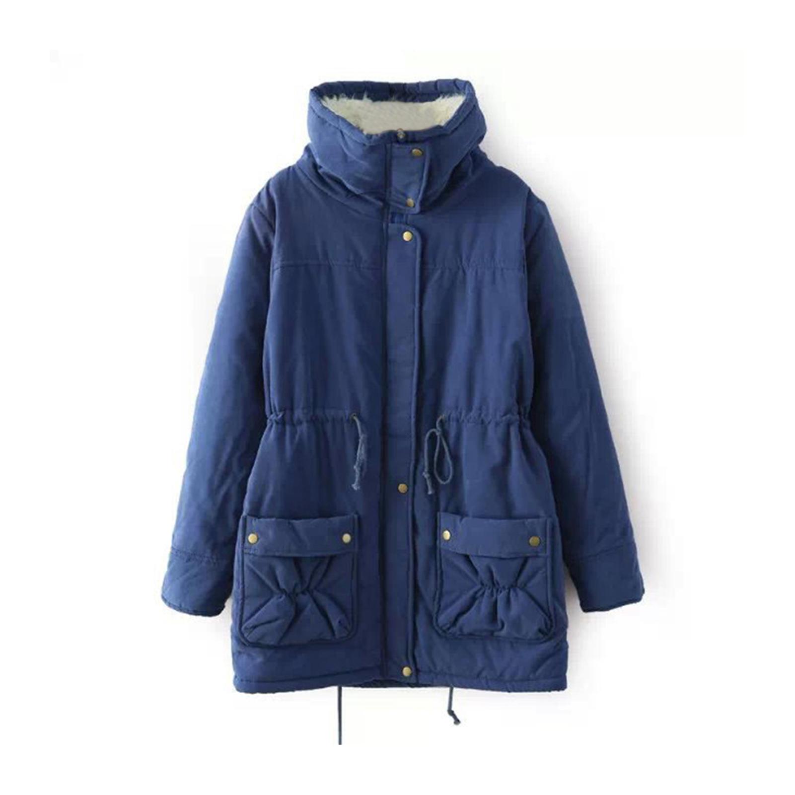 Women's Winter Thickened Warm Coat with Artificial Fur Lining Slim Overcoat