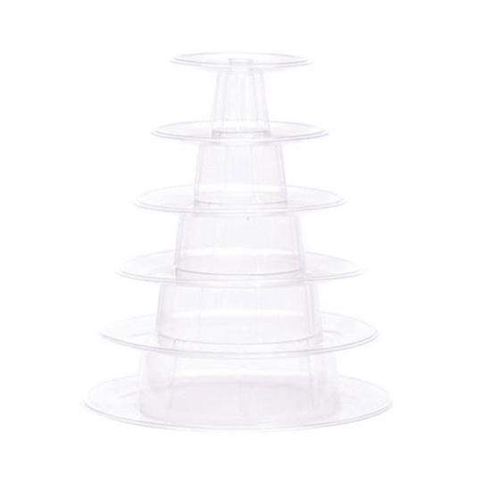6-Tier Clear Macaron Tower Stand Elegant Display Holds 92-95 Macarons Reusable Easy to Clean Cake Display Stand