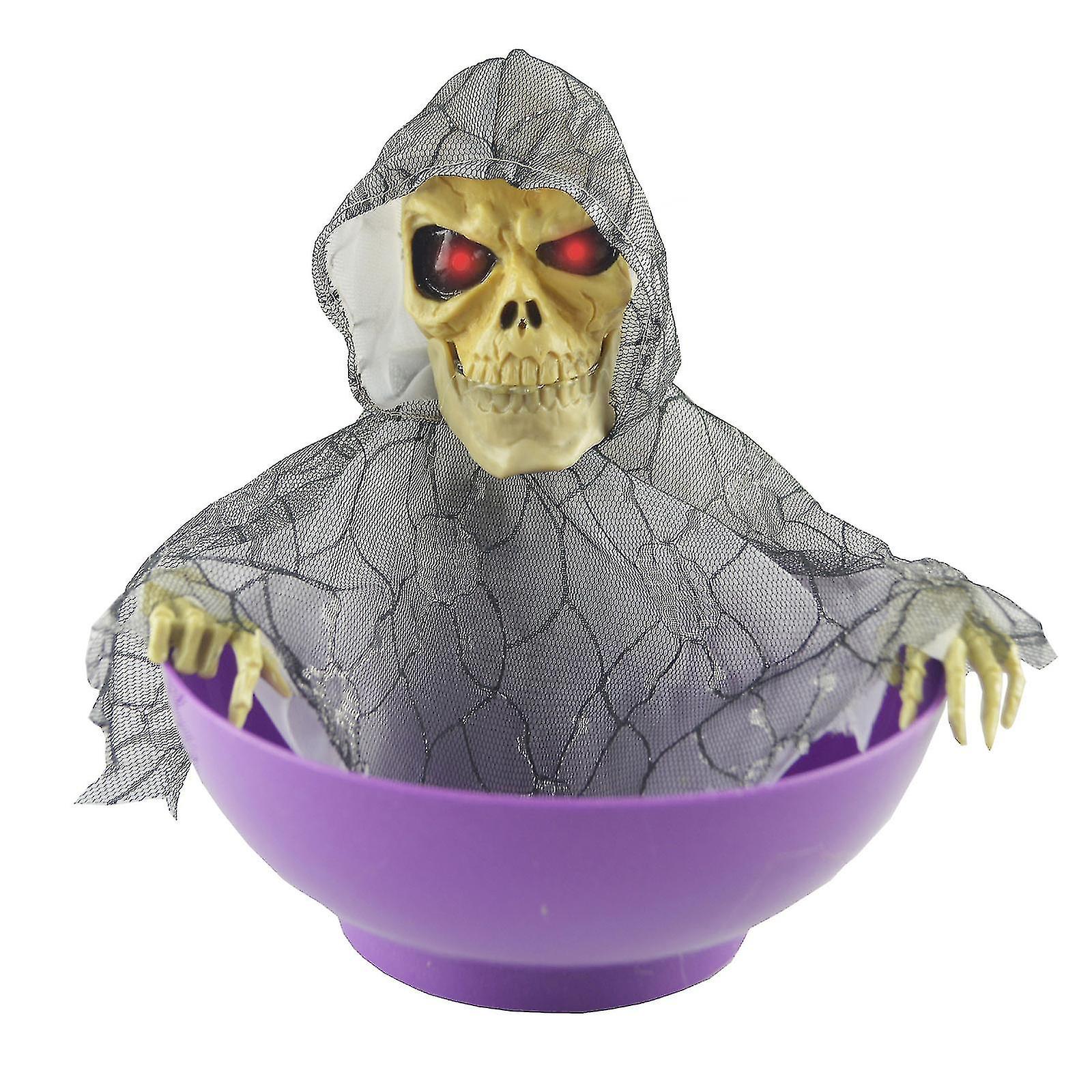 Halloween Glowing Skeleton Candy Bowl With Motion Sensor And Led Eyes