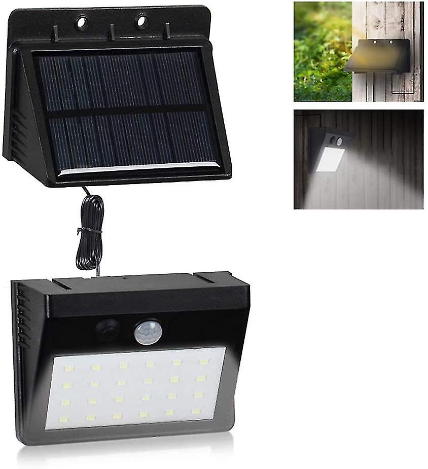 30 Led 6w Solar Wall Light Separable, Weatherproof Outdoor Panel With Security