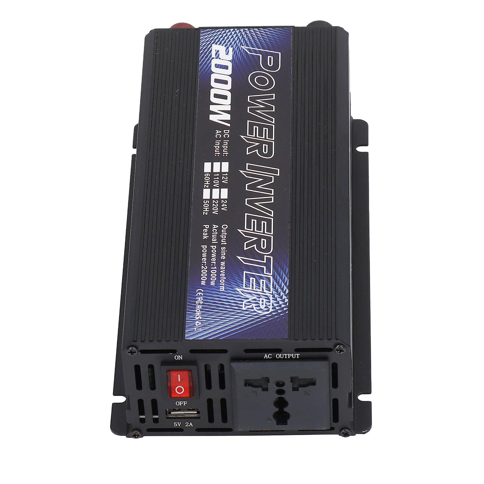 Car Power Inverter Solar Power Universal Aluminum Alloy Low Noise Modified Sine Wave Inverter for Multipurpose Charging 2000W