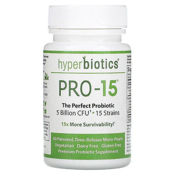 Hyperbiotics, PRO-15, The Perfect Probiotic, 5 Billion CFU, 60 Patented, Time-Release Micro-Pearls