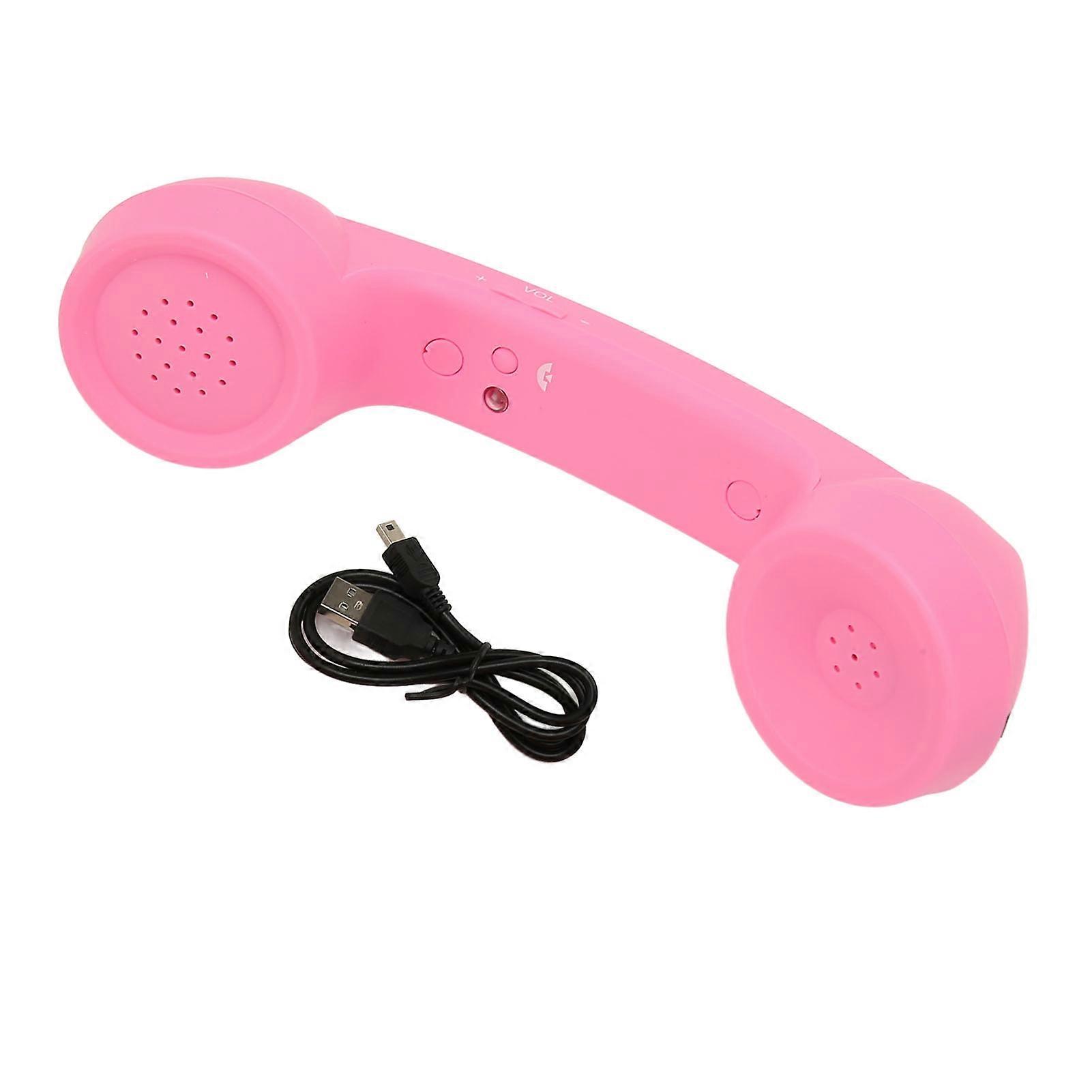 Bluetooth Telephone Handset Retro Radiation Proof Rechargeable Wireless Mobile Phone Handset Receiver Pink