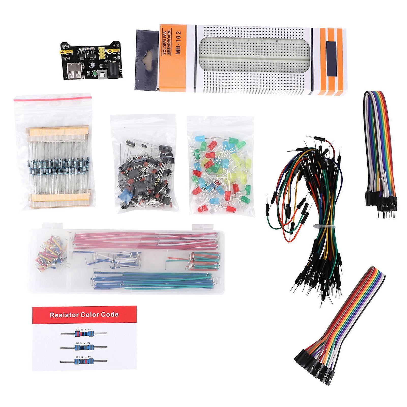 DIY Upgraded Electronic Kit with Power Supply Module Solderless Breadboard for Raspberry Pi