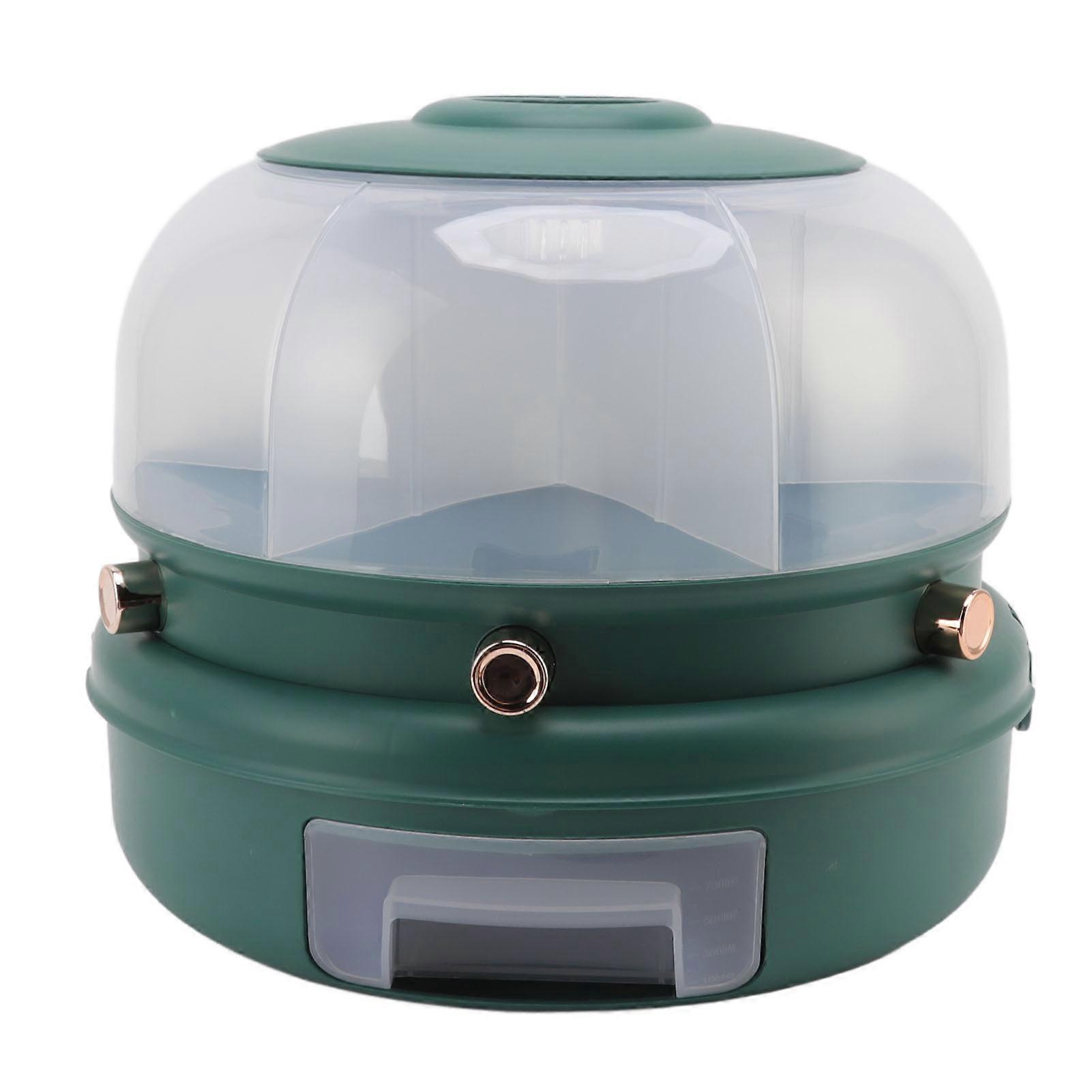Stackable Grain Storage Container Single Layer 6 Grids Rotating Rice Dispenser for Kitchen Organization Dark Green