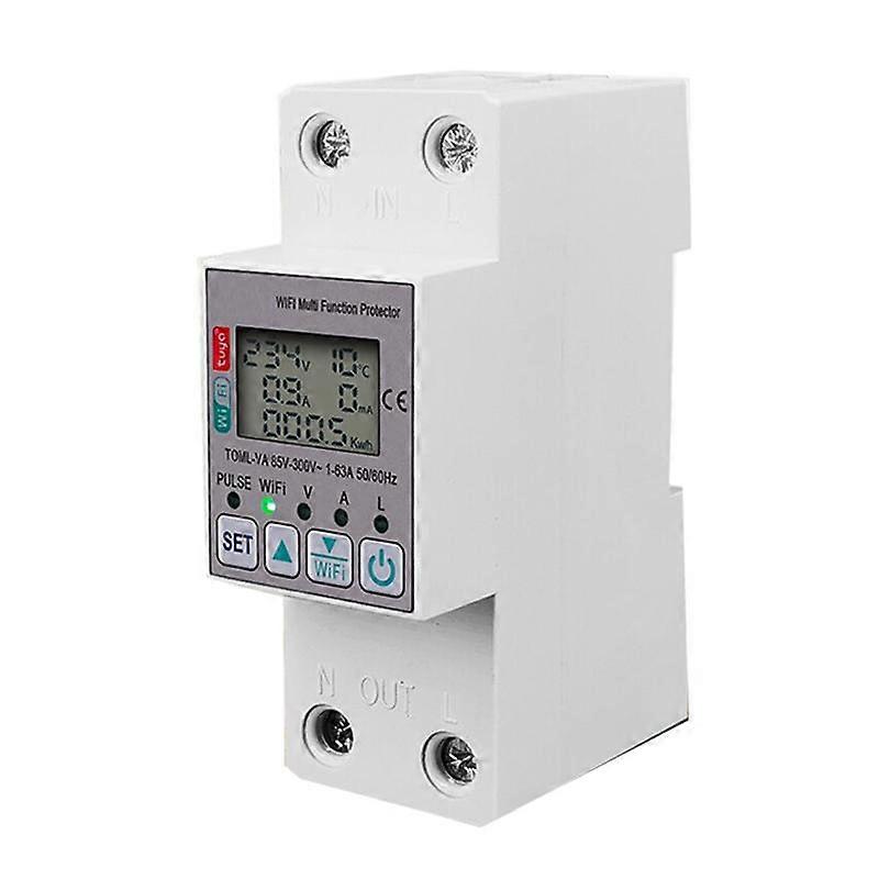 Tuya 63A 110V 220V WiFi Energy Meter Kwh Metering Switch Timing Function with Voltage Current and L