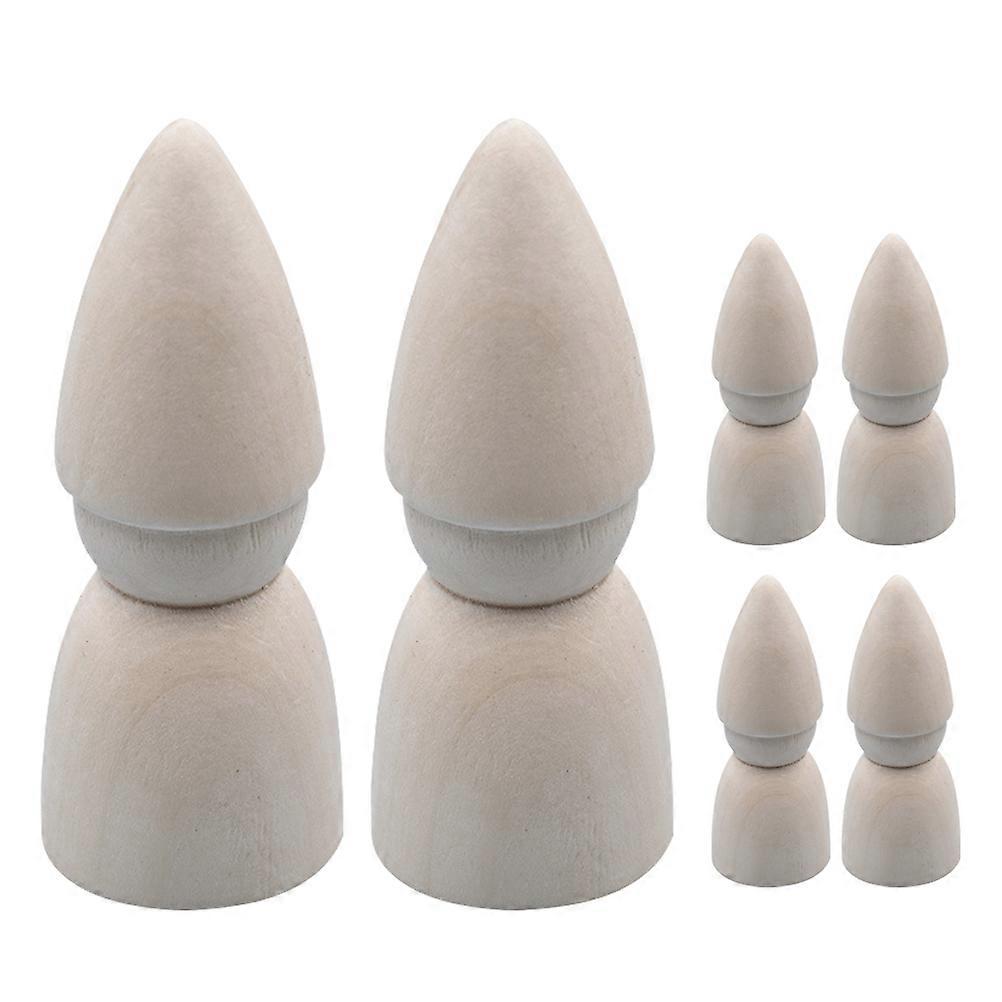 6pcs Natural Unpainted Wooden Peg Doll Wooden Peg Dolls Blank Painting Dolls