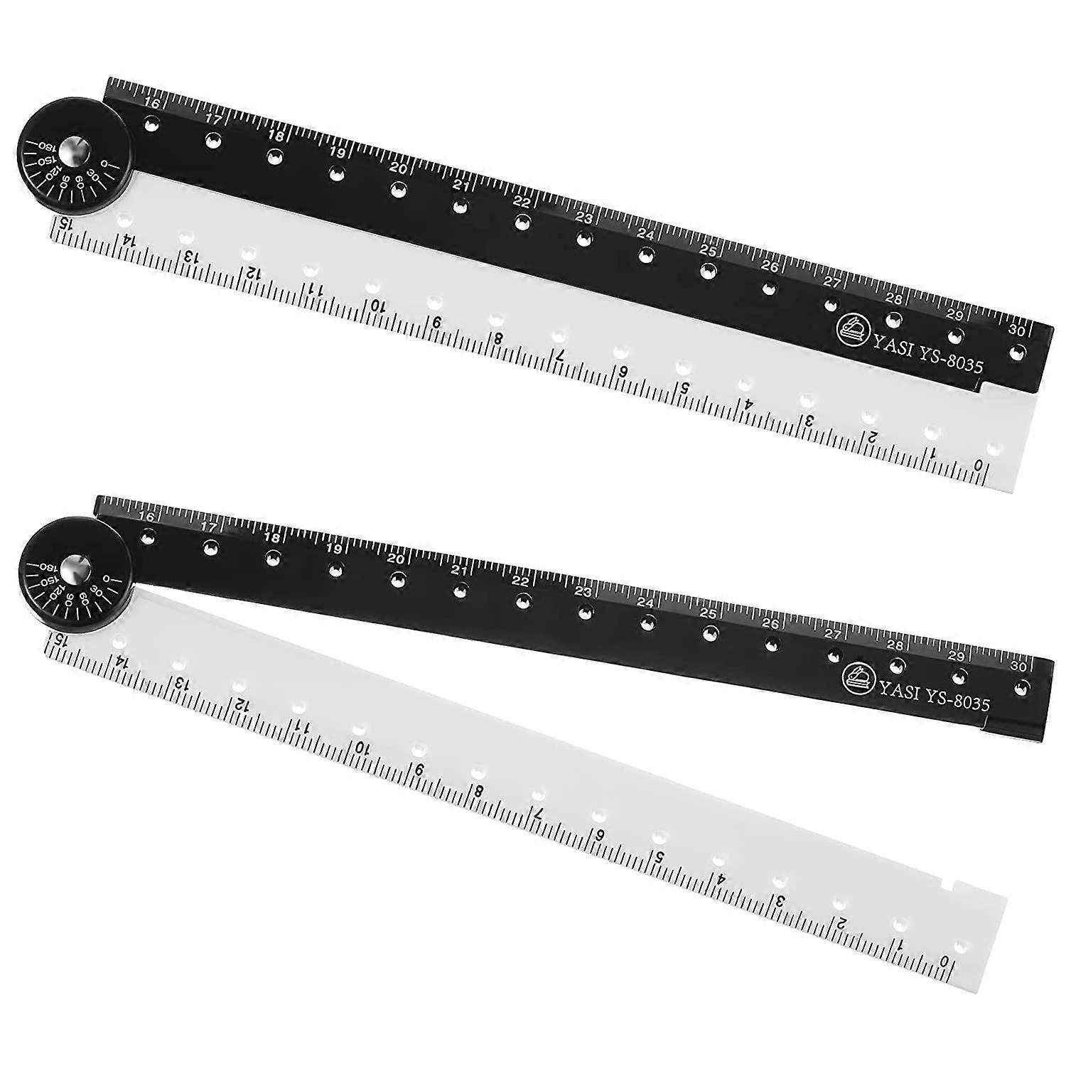 12" Acrylic Angle Measuring Folding Ruler Adjustable Geometric Measuring Ruler 2pcs