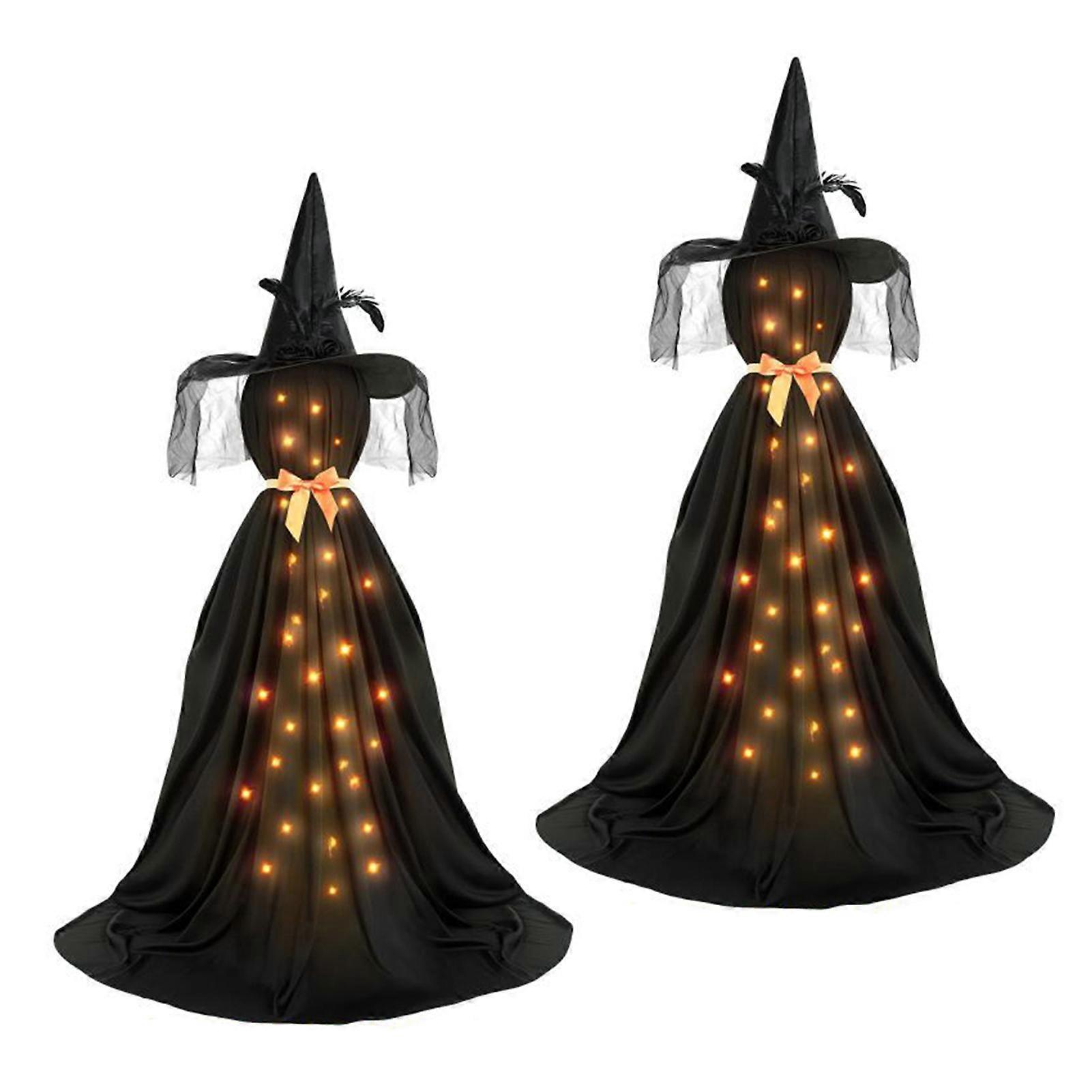 2 Pcs Spooky Ghost Ornaments Halloween Standing Ghost Decorations with String Lights Easy to Assemble Ghost Ornament for Front Porch Yard Qinghai