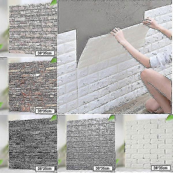 10pcs 3d Brick Wall Sticker Self-adhesive Waterproof Foam Panel Wallpaper Bathroom Kitchen
