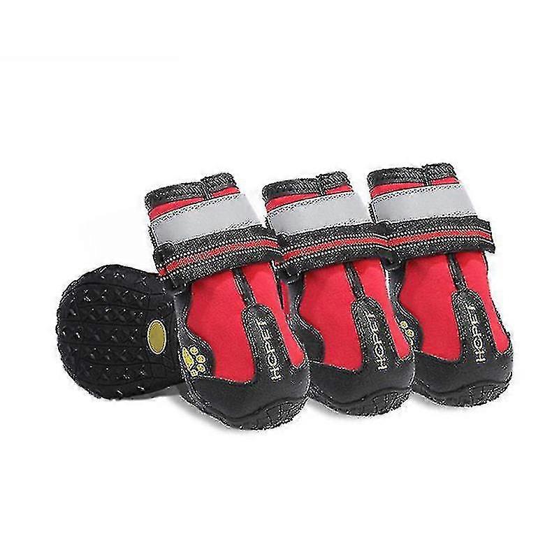 Dog Boots Waterproof Shoes For Dogs With Reflective Strips Rugged Anti-slip Sole 4pcs/set