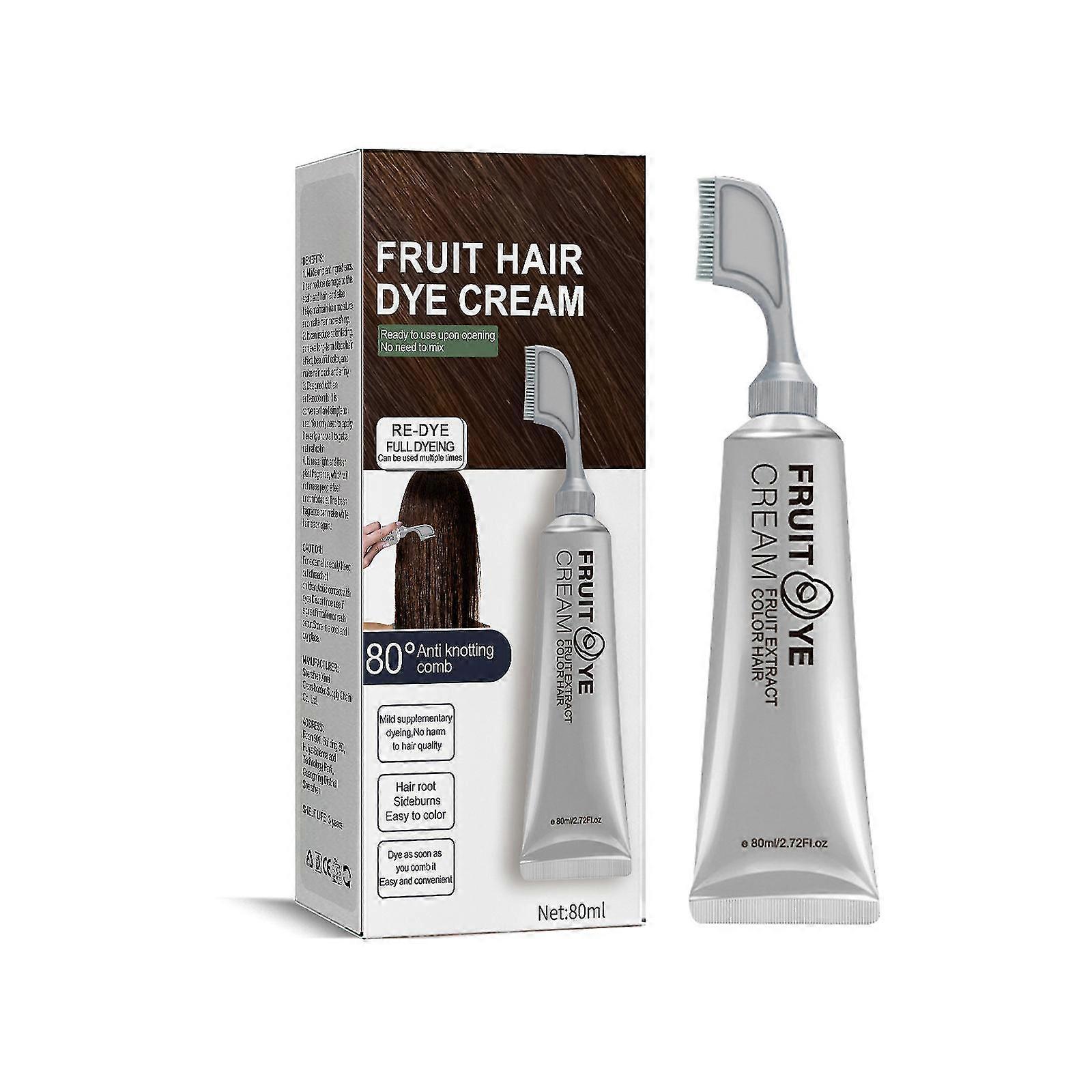 Fruit Hair Dye Cream, Easy Comb-in Hair Color No Mix With Comb Applicator, No Fading Wash Hair Dye, For Men Women Styling - 80g