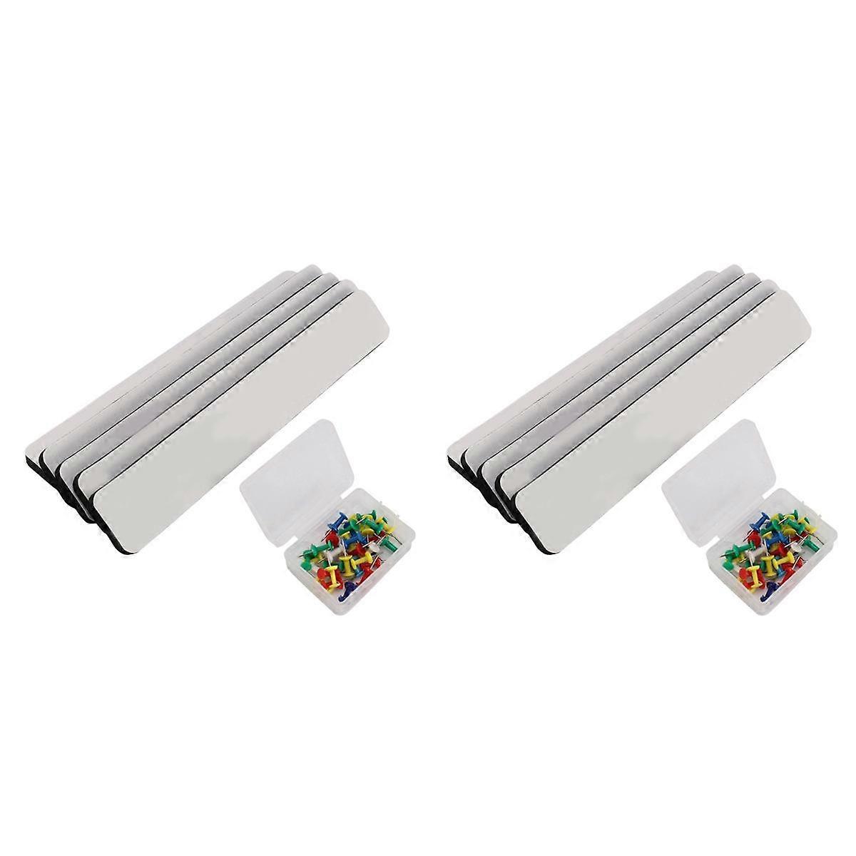 Combo Bulletin Board Strips - 10 Black Self Adhesive Backing Magnetic Metal Felt Push Pin Bars,Home