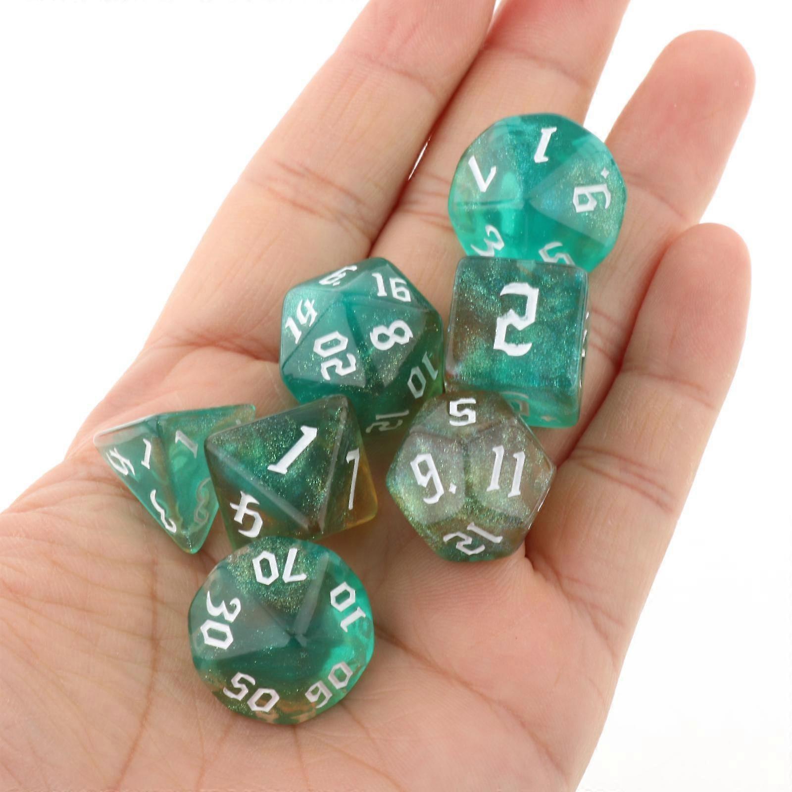 7/10Pcs Double-Colors Polyhedral Dices with Pouch Set D4, D6, D8, D12,D20, D10 for Board Game Role Playing Game Party