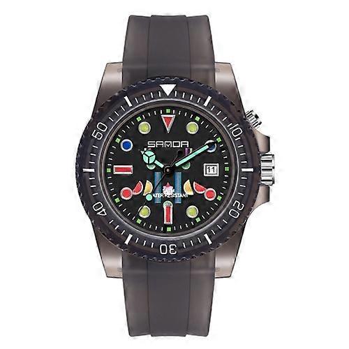 SANDA 6078 Fluorescent Calendar Dial Transparent Strap Quartz Watch for Women