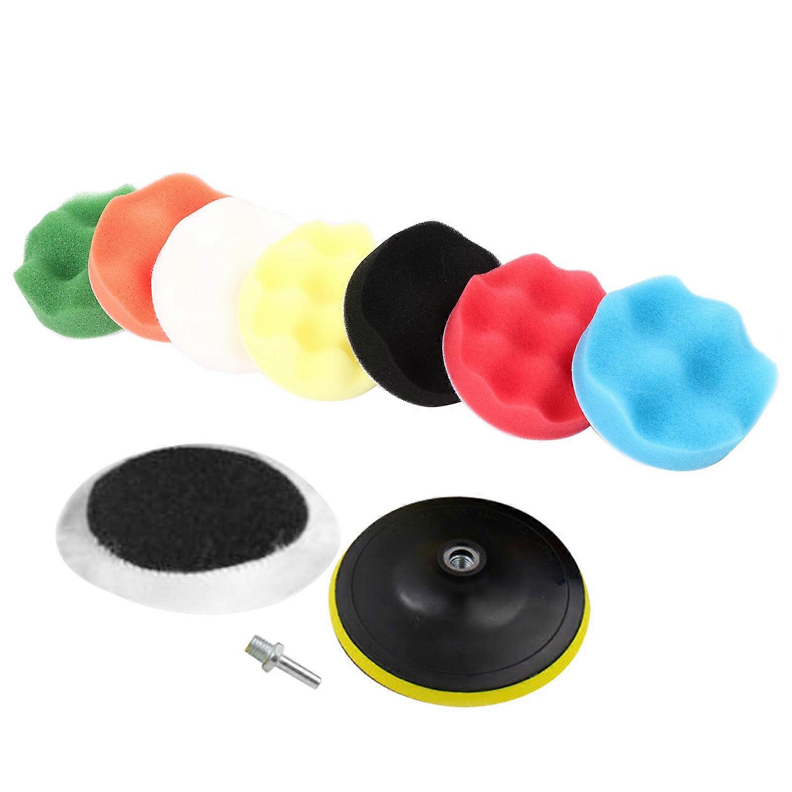 10 Pcs Sponge Polishing Buffing Waxing Pad Kit For Car Polisher Buffer With Drill Adapter 3''