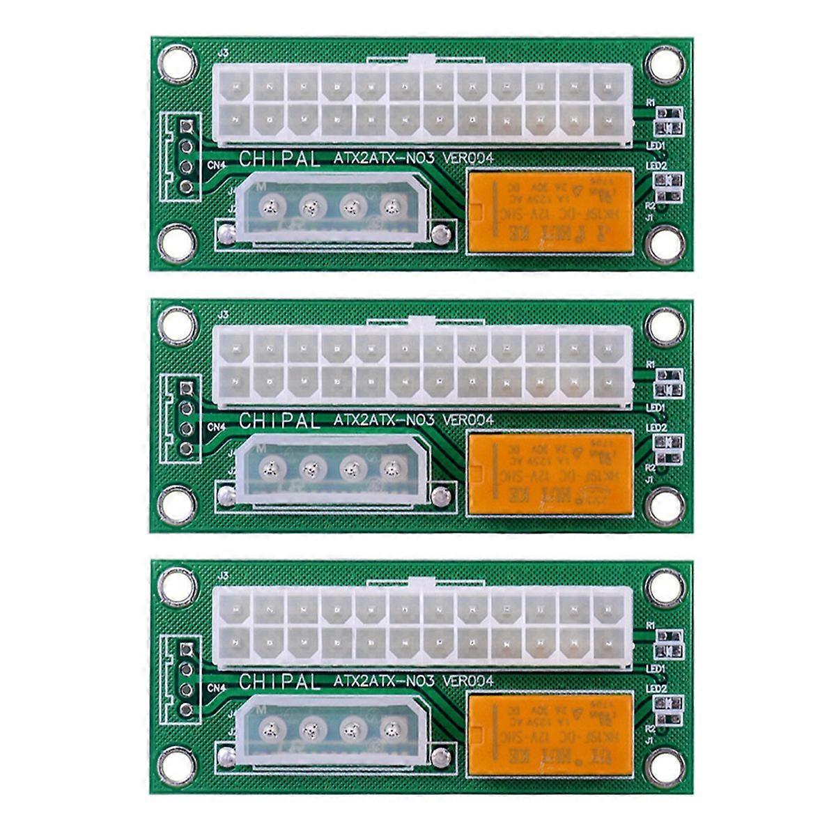 3Pcs 24 Pin to 4Pin ATX Power Supply Sync Synchronous Extender Card Dual PSU Adapter for Btc Miner