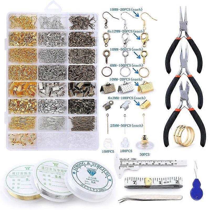 Mega Kit for Jewelry Making - Pliers, Thread, Rings - DIY multicolor