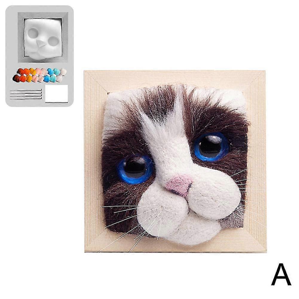 Needle Felting Kit Photo Frame Wool Felting Supplies Cat head DIY - SNNGV