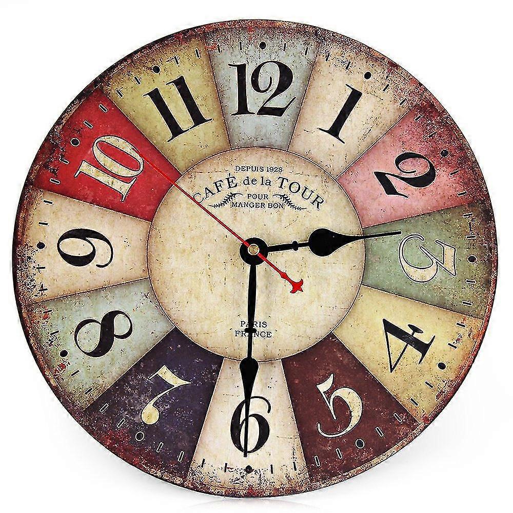 Wall Clock Vintage Without Ticking Noises, Radio-controlled Wall Clocks Made Of Wood For The Kitchen, Home Office, Living Room And Bedroom (vintage Pa