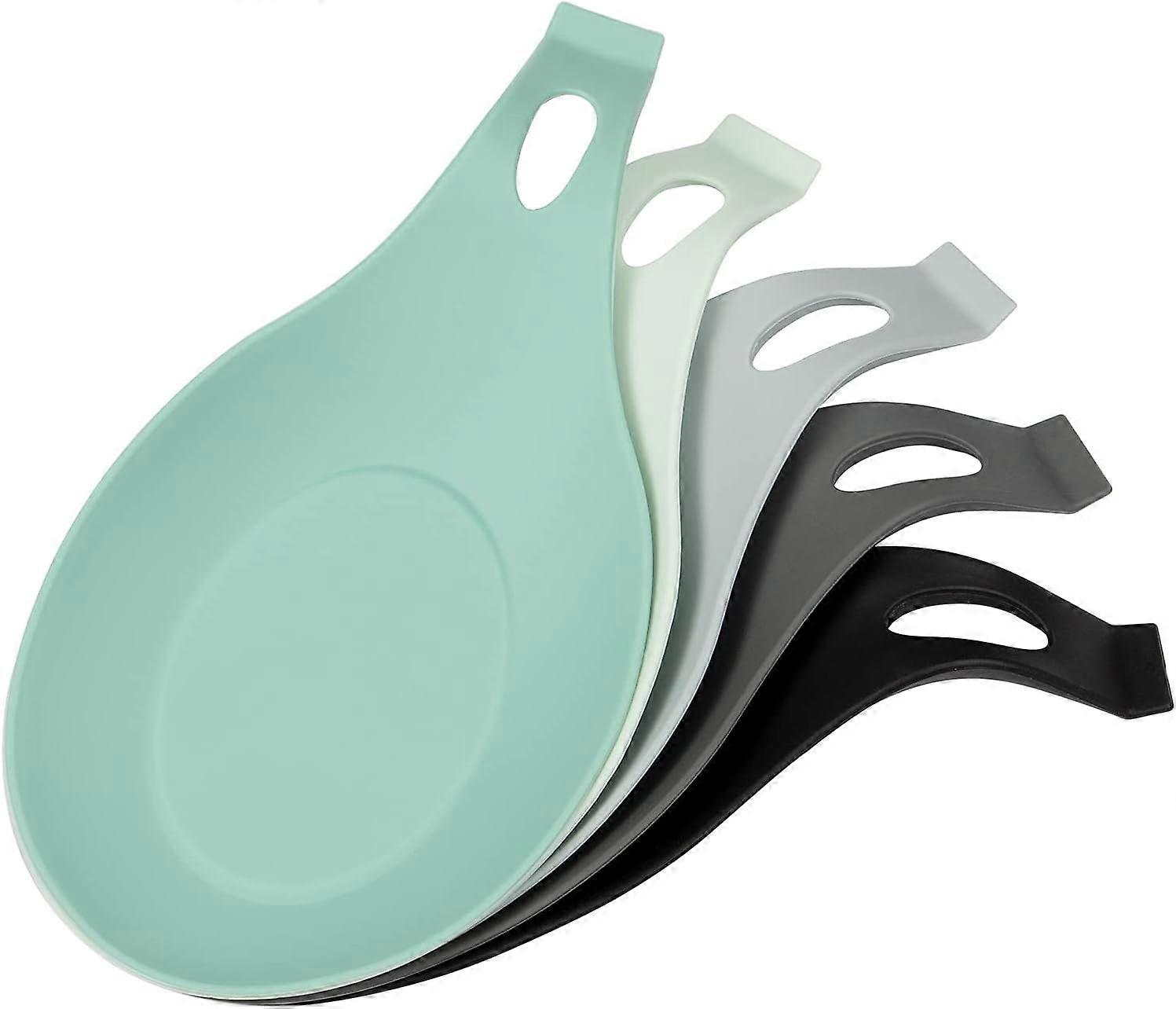 5 Piece Silicone Spoon Rest Set, Cooking Spoon Rest Silicone Kitchen Spoon
