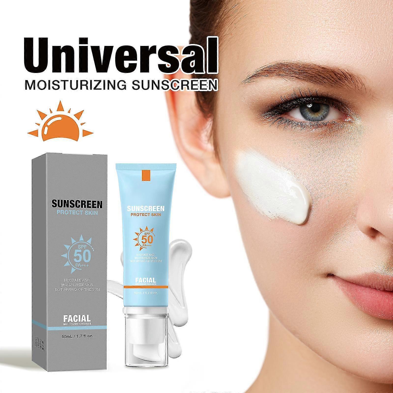 Tinted sunscreen for face, universal sunscreen SPF 50, non-sticky, refreshing, suitable for all skin types and UV protection