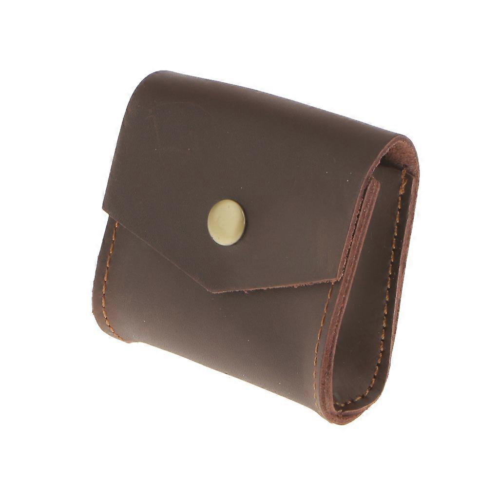 Leather Portable Headset Case Cable Bag Storage Bag Charger Data Brown