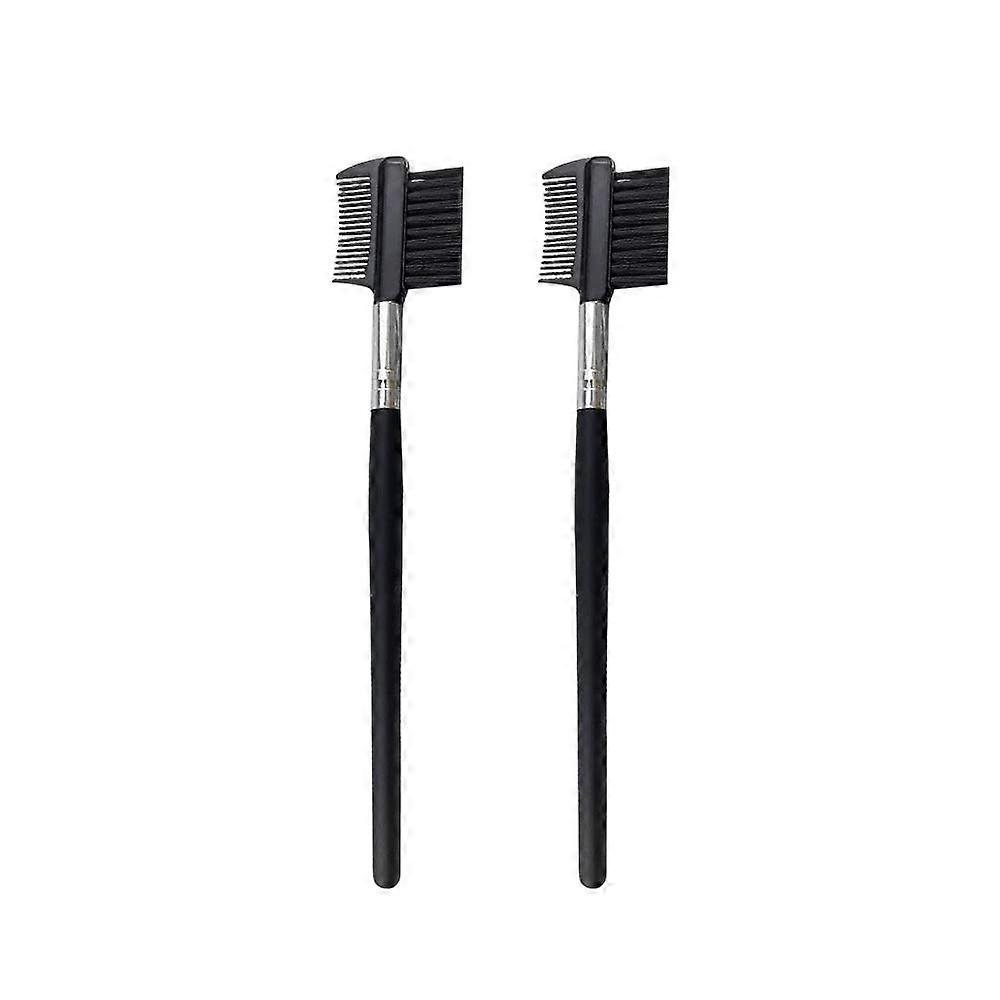 2 double sided makeup brushes for ladies for combing eyebrows and eyelashes