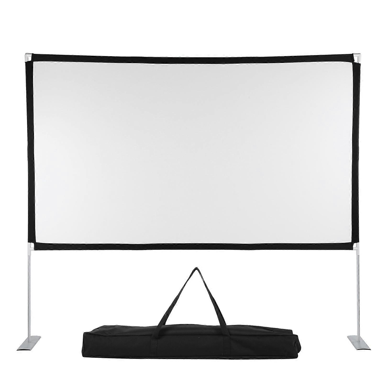 Portable Projection Screen 4K HD 16:9 Foldable Rear Front Projection Curtain Wrinkle Free W/Stand100in