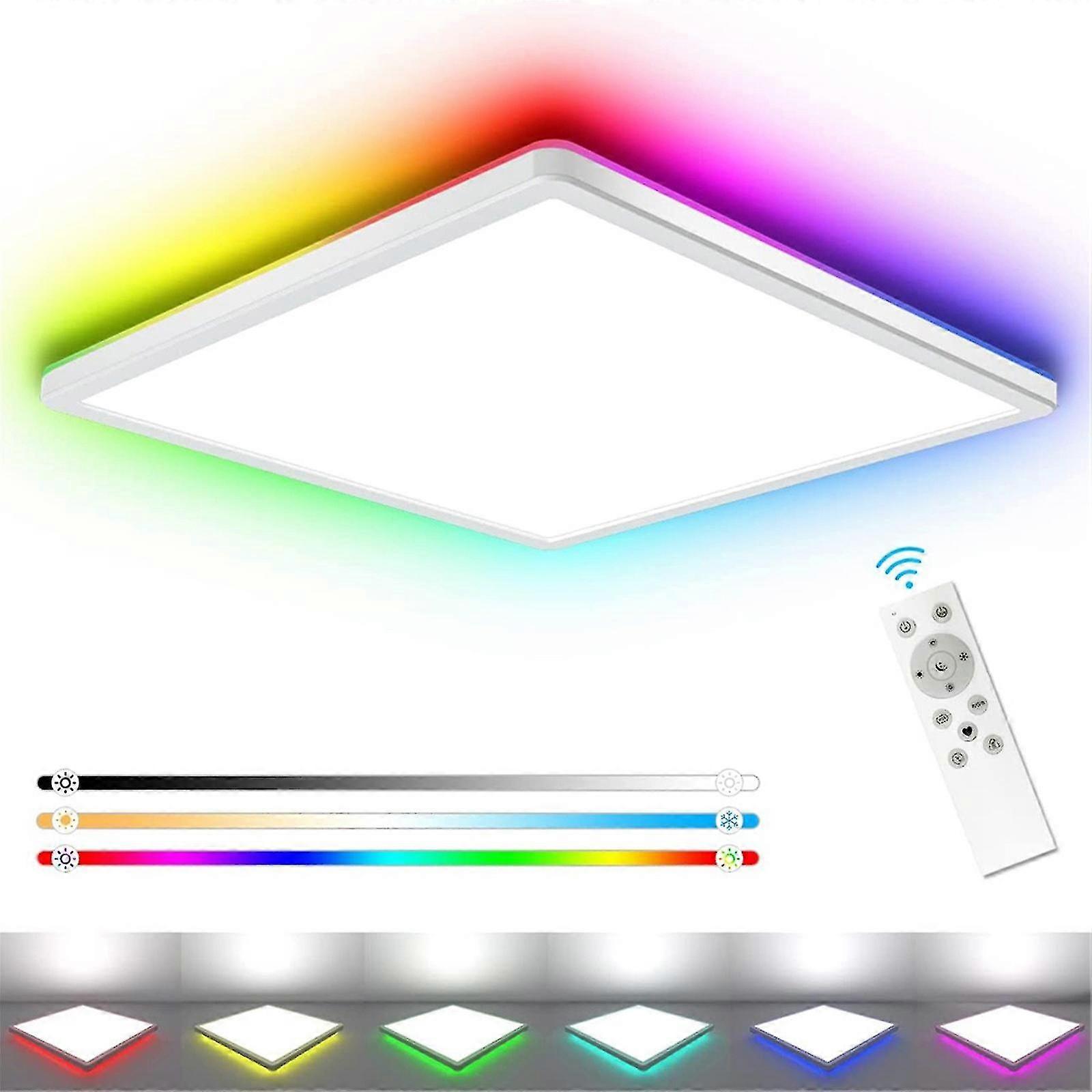 Recessed Led Ceiling Light With Rgb Backlight 24w 3000k-6000k Dimmable Rgb Backlight Ceiling Light