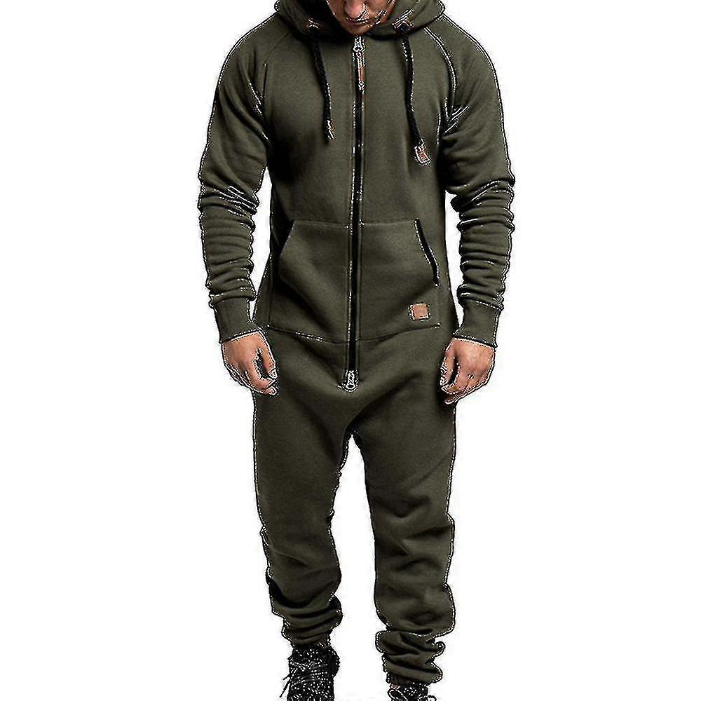 Homens Onesie Hoodie Zip Macacão Inverno Casual Com Capuz Romper Playsuit