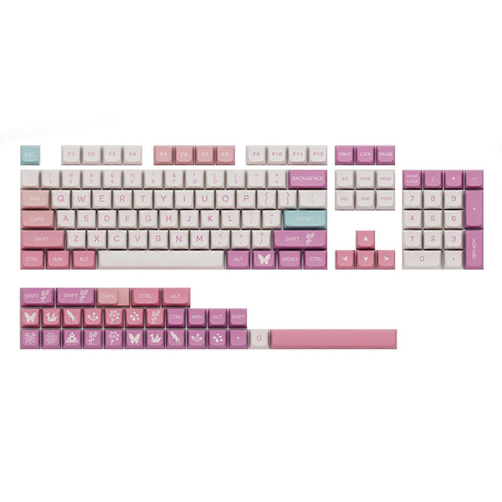 133pcs Mechanical Keyboard Keycaps Xda Pbt Dye Sublimation Keycap Pink Cloud