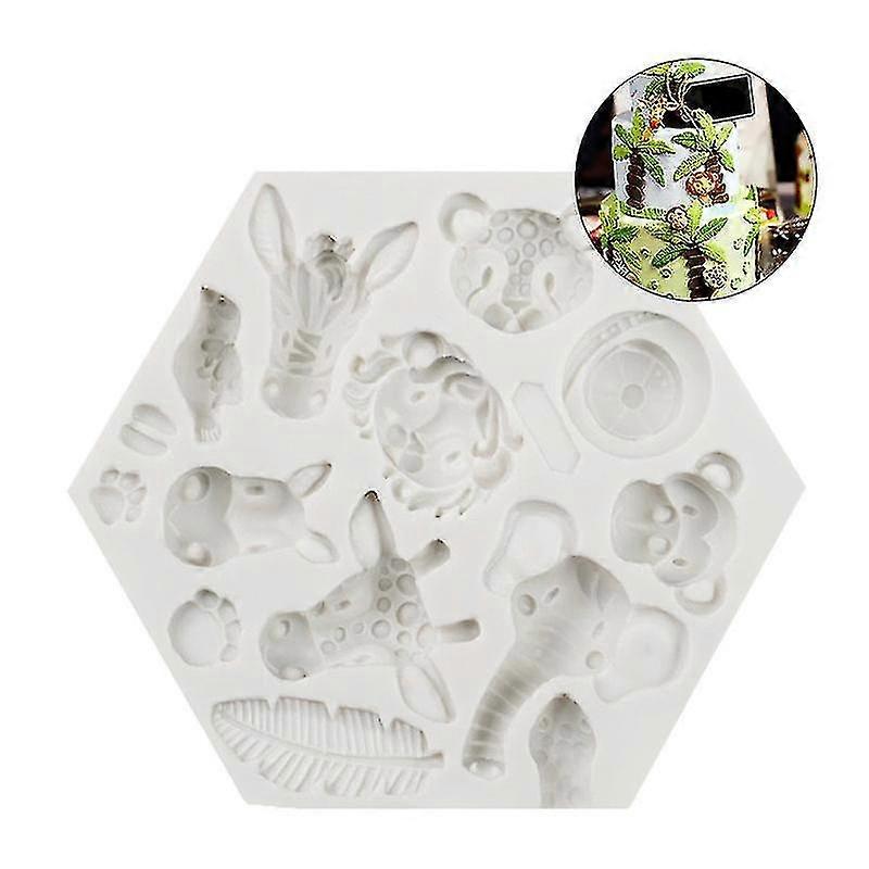 森林動物フォンダントモールド動物園動物はシリコーンベーキングモールドを成形