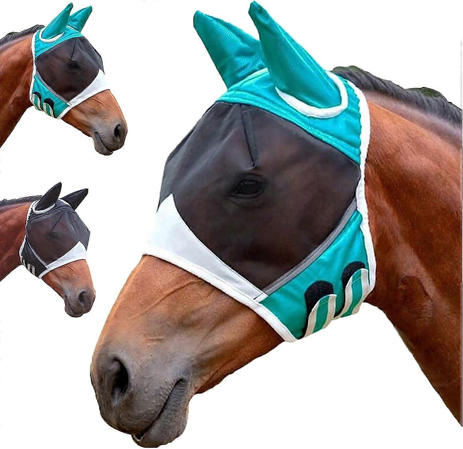 Horse Fly Mask Size S Size UV Protection Horse Mosquito Mask With Ears Breathable