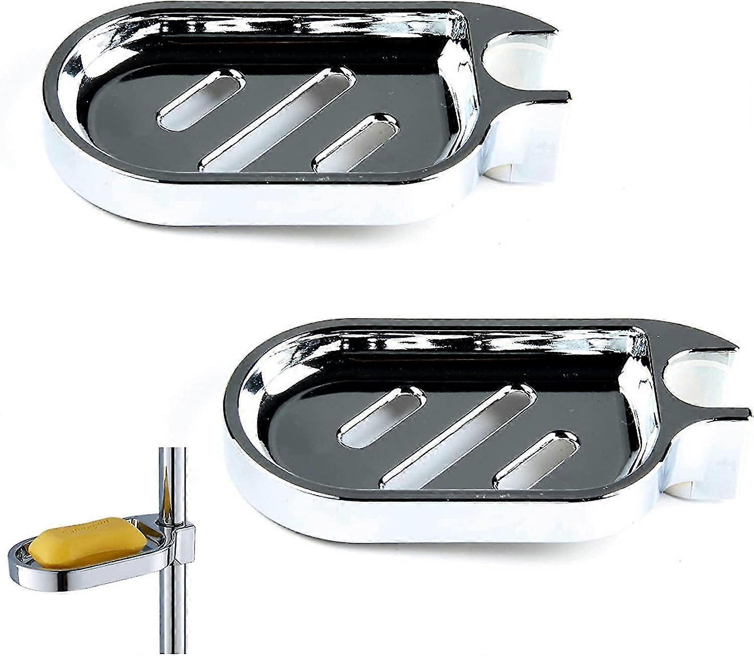 Shower Bar Soap Dish A Durable Adjustable Shower Soap Dish Abs Plastic Soap Box Shelf For Shower, Basin And Kitchen Sink 2pc