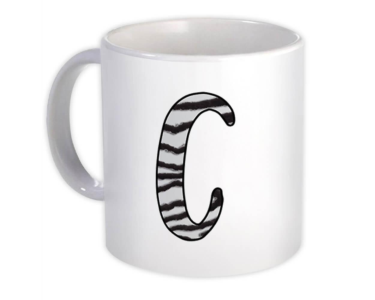 Hediye Kupa: Monogram Harf C Zebra