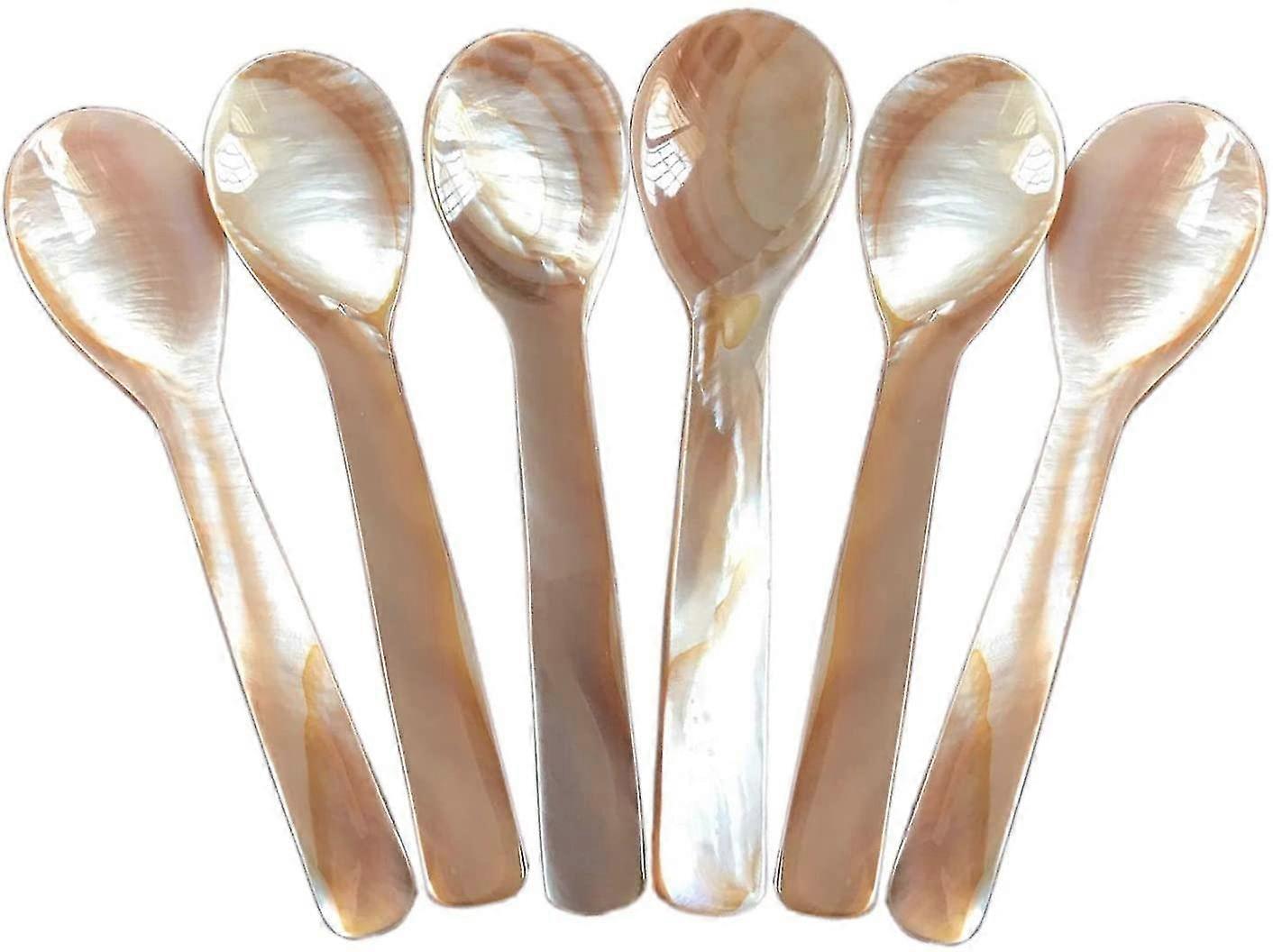 Set Of 6 Mother-of-pearl 11.5 Cm X 3 Cm Mop Caviar Spoons With Round Handle