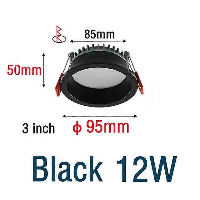 راحة LED النازل المضادة للوهج أسود / أبيض ضوء السقف غرفة نوم المطبخ داخلي AC110 / 220V الألومنيوم عكس الضوء الأضواء