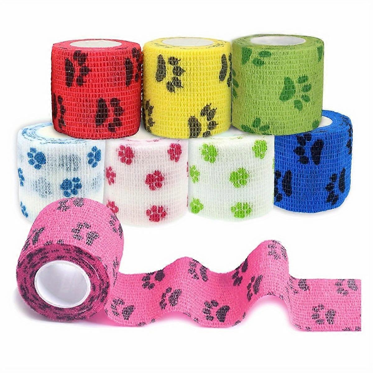 8pcs, Bandage pour chien, Bandage pour chien cohésif auto-adhésif Enveloppe vétérinaire pour chiens, Bandage élastique non tissé pour patte de chien pour jambes pattes poignet cheville (multicolore)