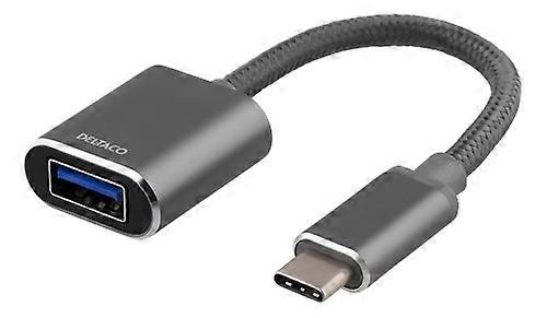 Adaptor Deltaco USB-A la USB-C 3.1 OTG - Gri Spațial