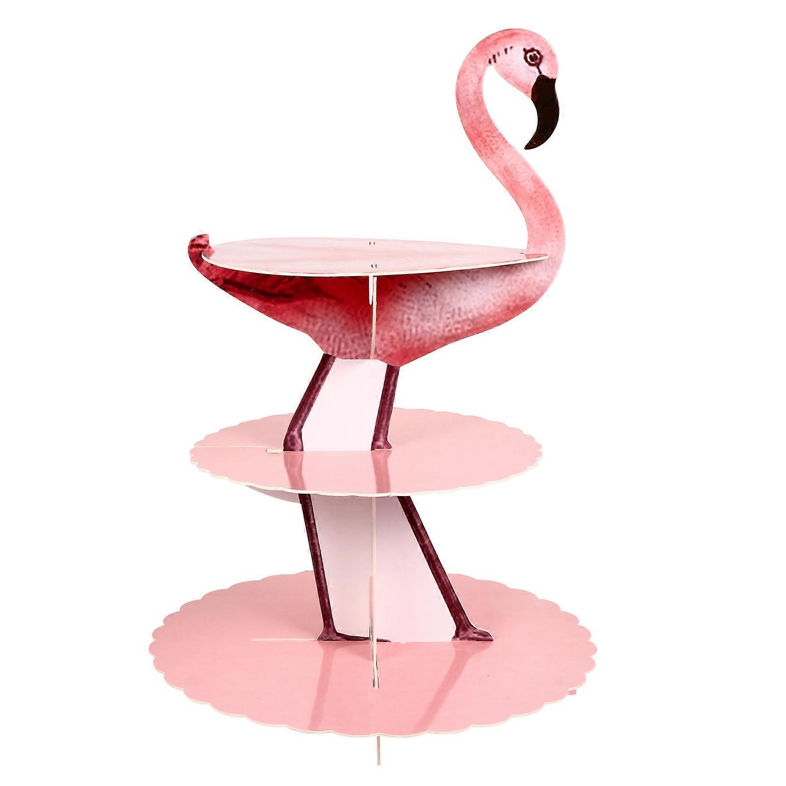 Creative Flamingo Shape Cake Rack Three-layer Dessert Holder Paper Cake Holder