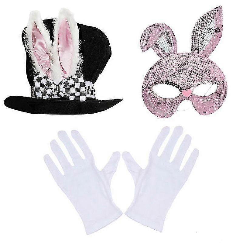 Osterhase Hut, Maske, Handschuhe Pro Kleid Cosplay Requisiten Karneval Party Erwachsene Dreiteiler Set