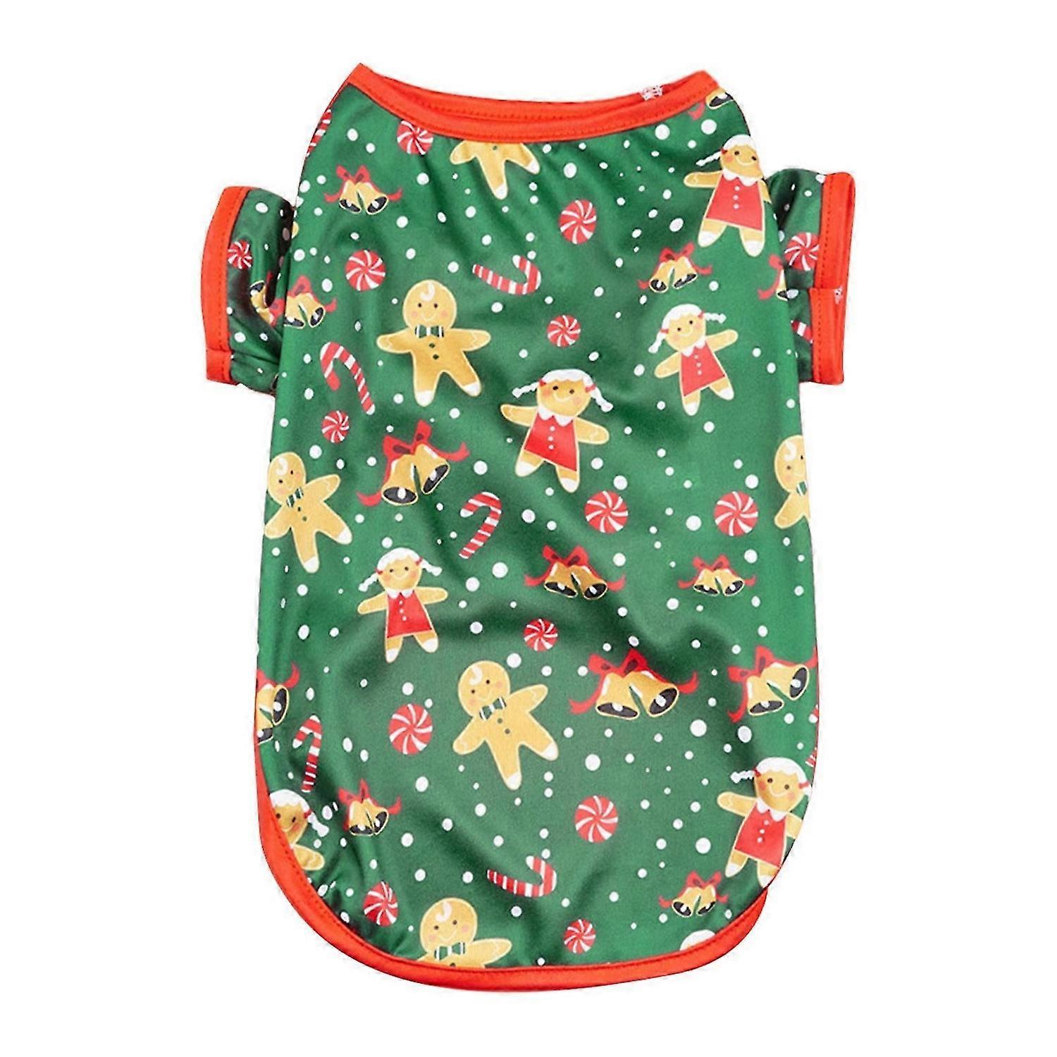 Dog Christmas Pullover Gingerbread Man Pattern Comfortable Polyester Pet Sweatshirt for Puppy Kitten