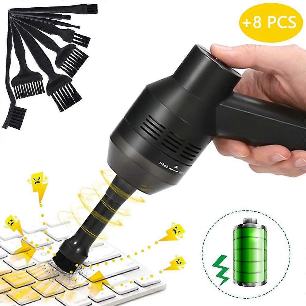 Keyboard Cleaner, Mini USB Cordless Computer Vacuum Cleaner with 8 Nylon Anti Static Brushes for Laptop, Piano, Computer, Car, Makeup Bag, Pet House