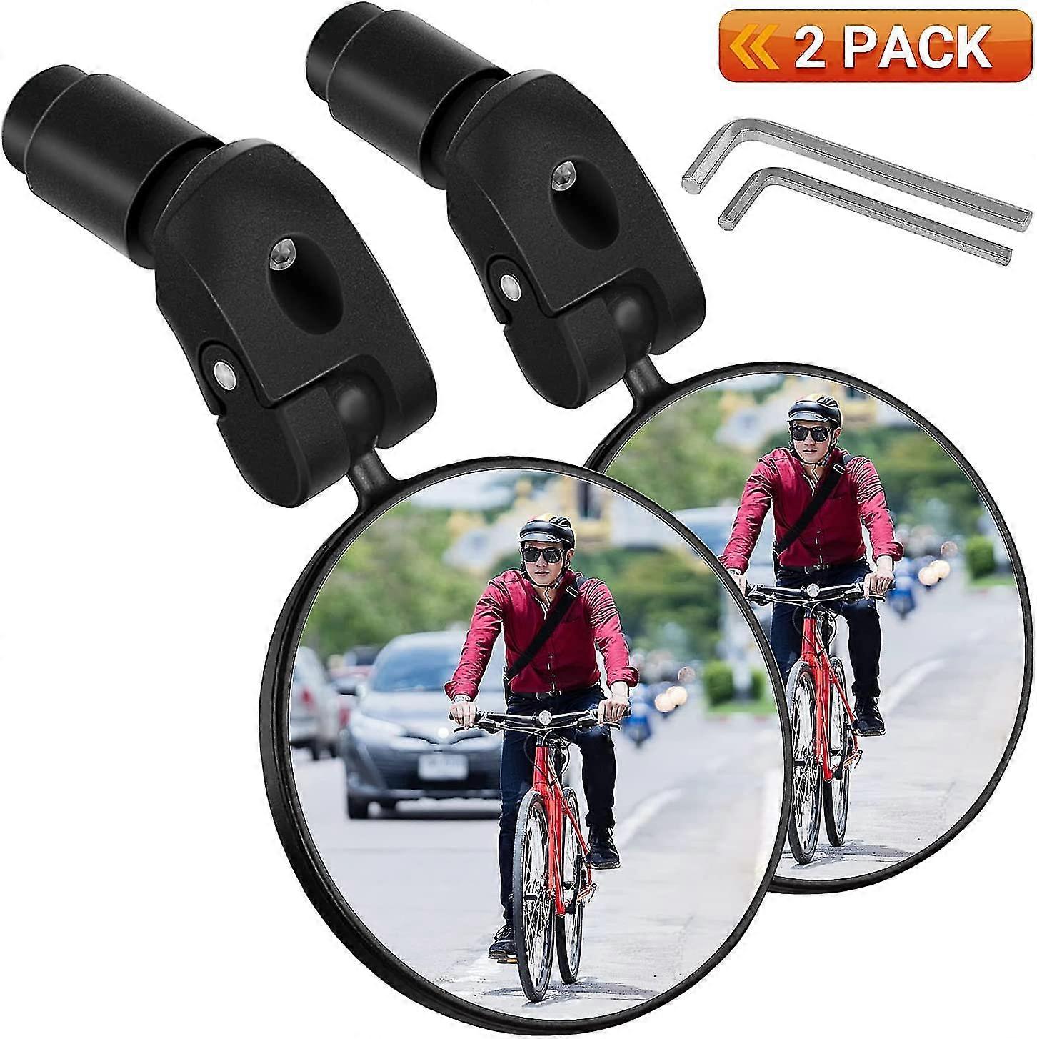 Bicycle Mirror, Handlebar Mirror, Easy Install, 360 Swivel Convex Mirror (2-pack)