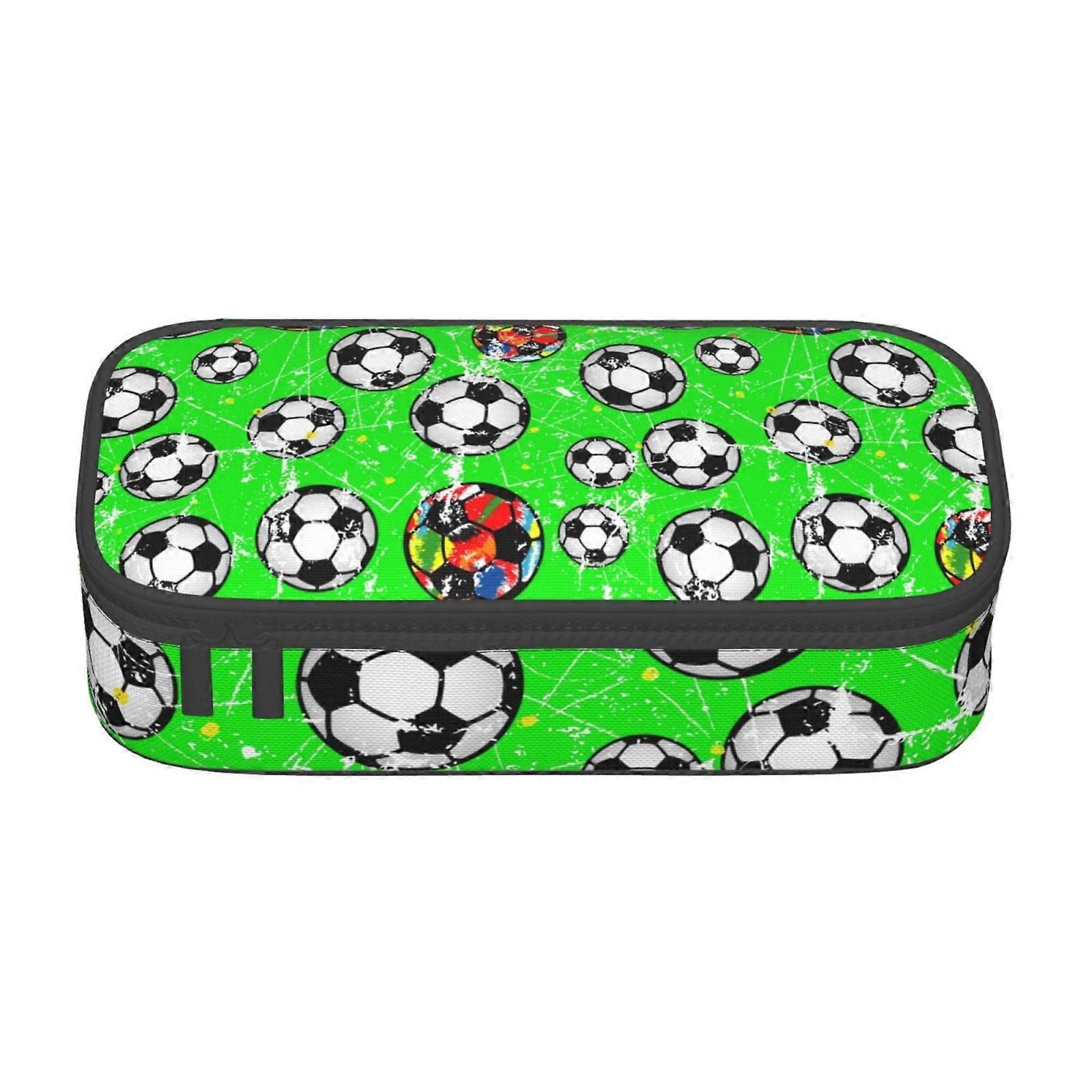 كرة القدم الكرتون نمط مقلمة حالة كبيرة السعة قلم رصاص الحقيبة حقيبة ماكياج اللوازم المكتبية القرطاسية صندوق قلم رصاص مع سحاب